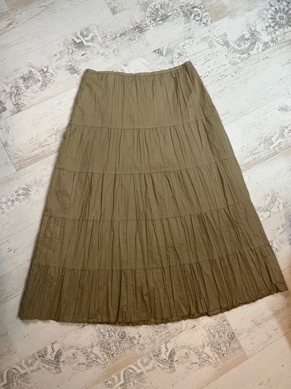 Vintage Bianca Tan Tiered Maxi Skirt